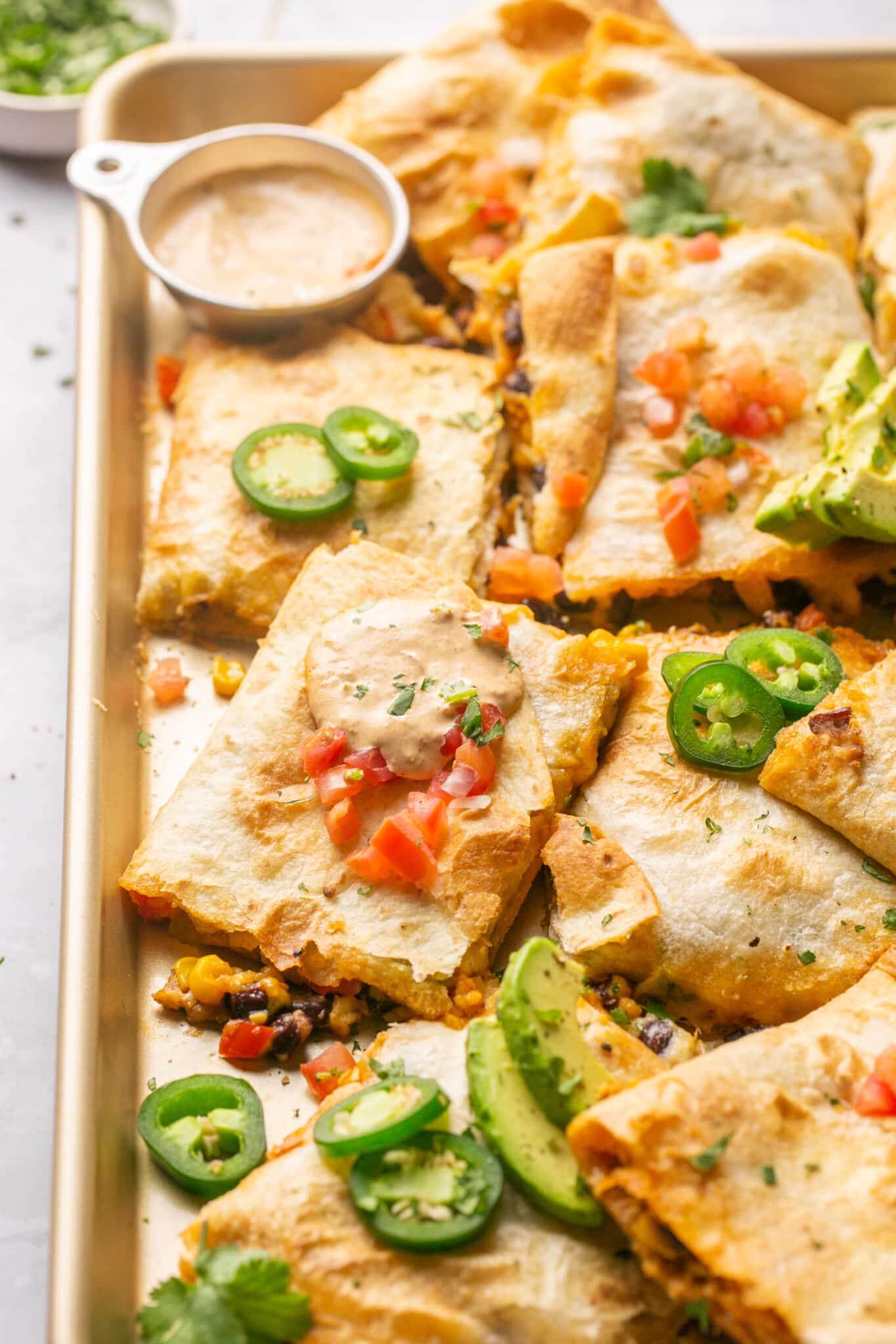 Sheet Pan Chicken Quesadillas