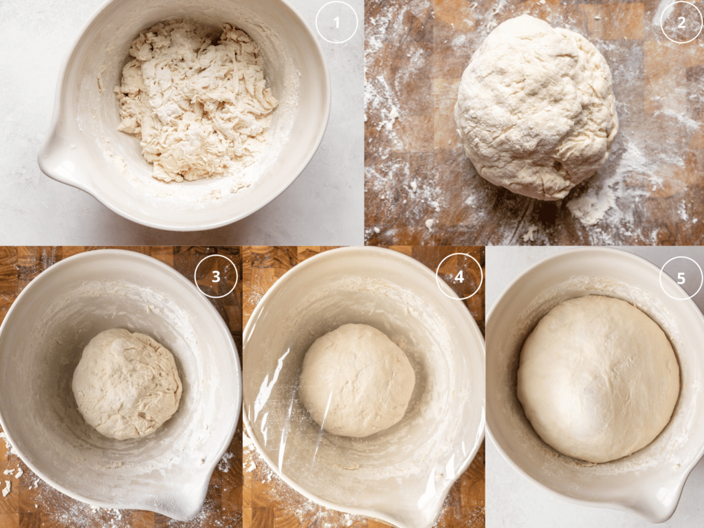 step by step photos of pizza dough proofing. 