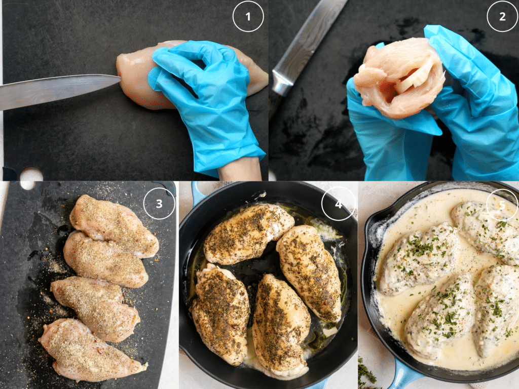 step by step photos of making chicken. 