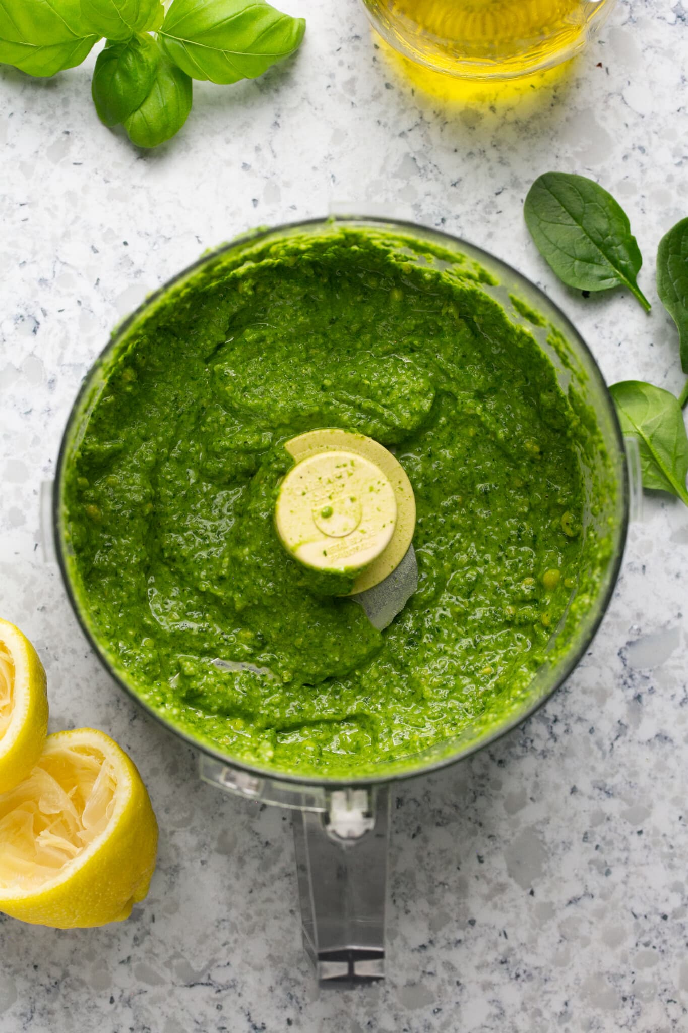 pesto in a food processor.