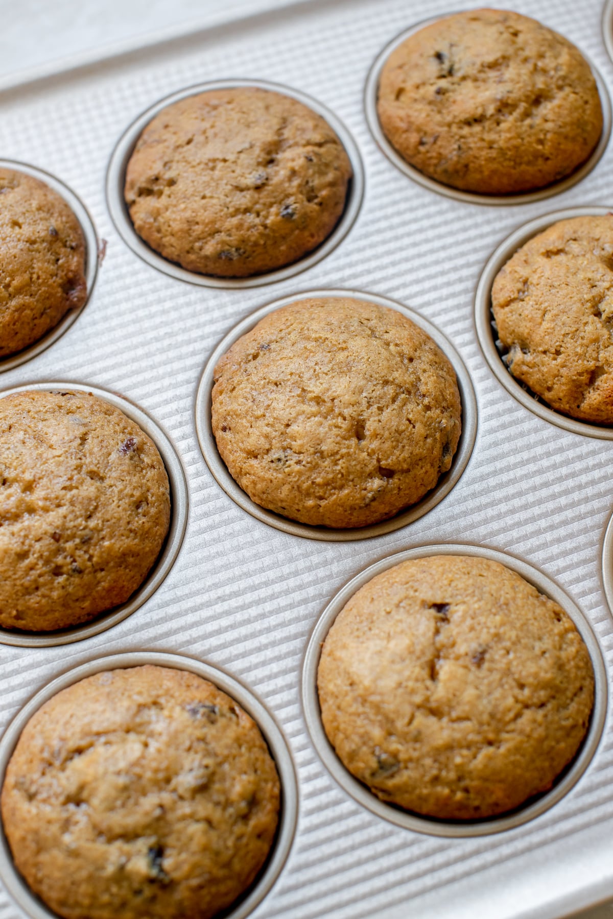 baked muffins in a muffin tin.