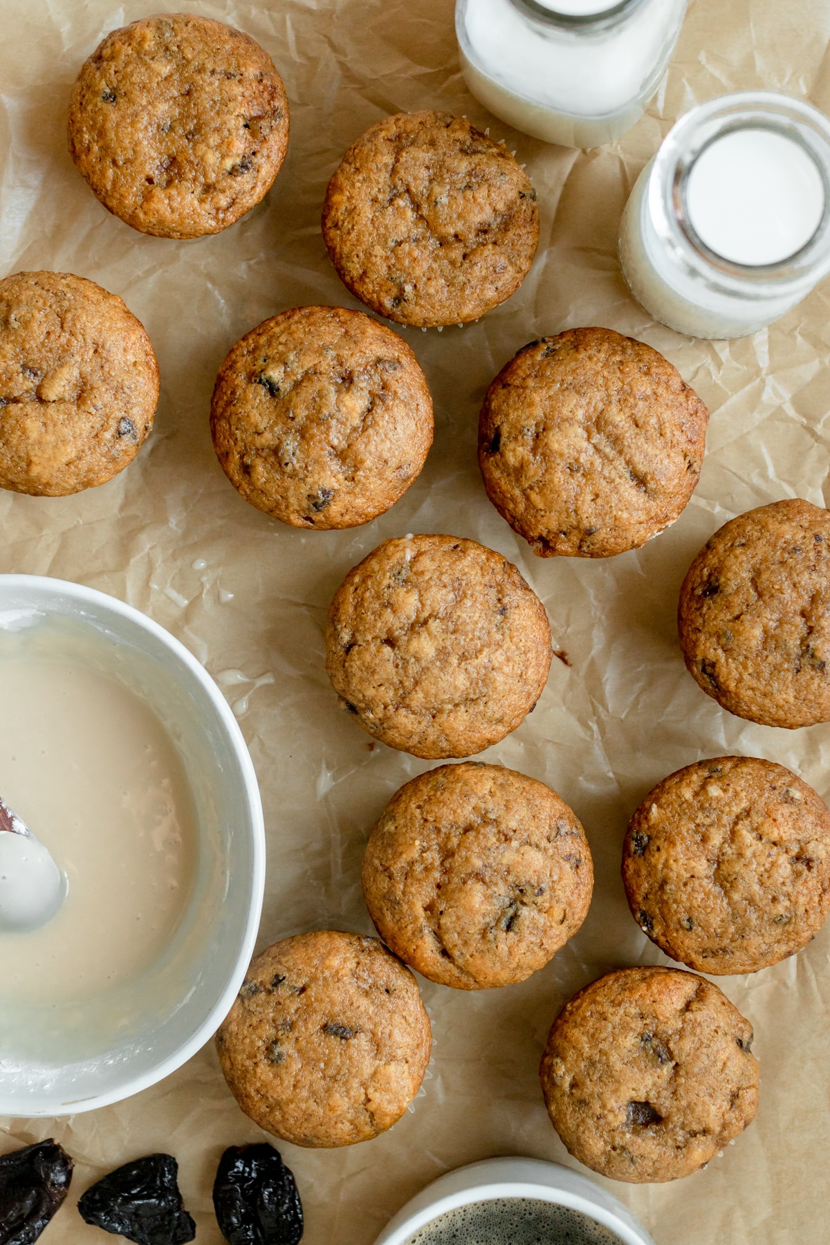 muffins on parchment paper. 