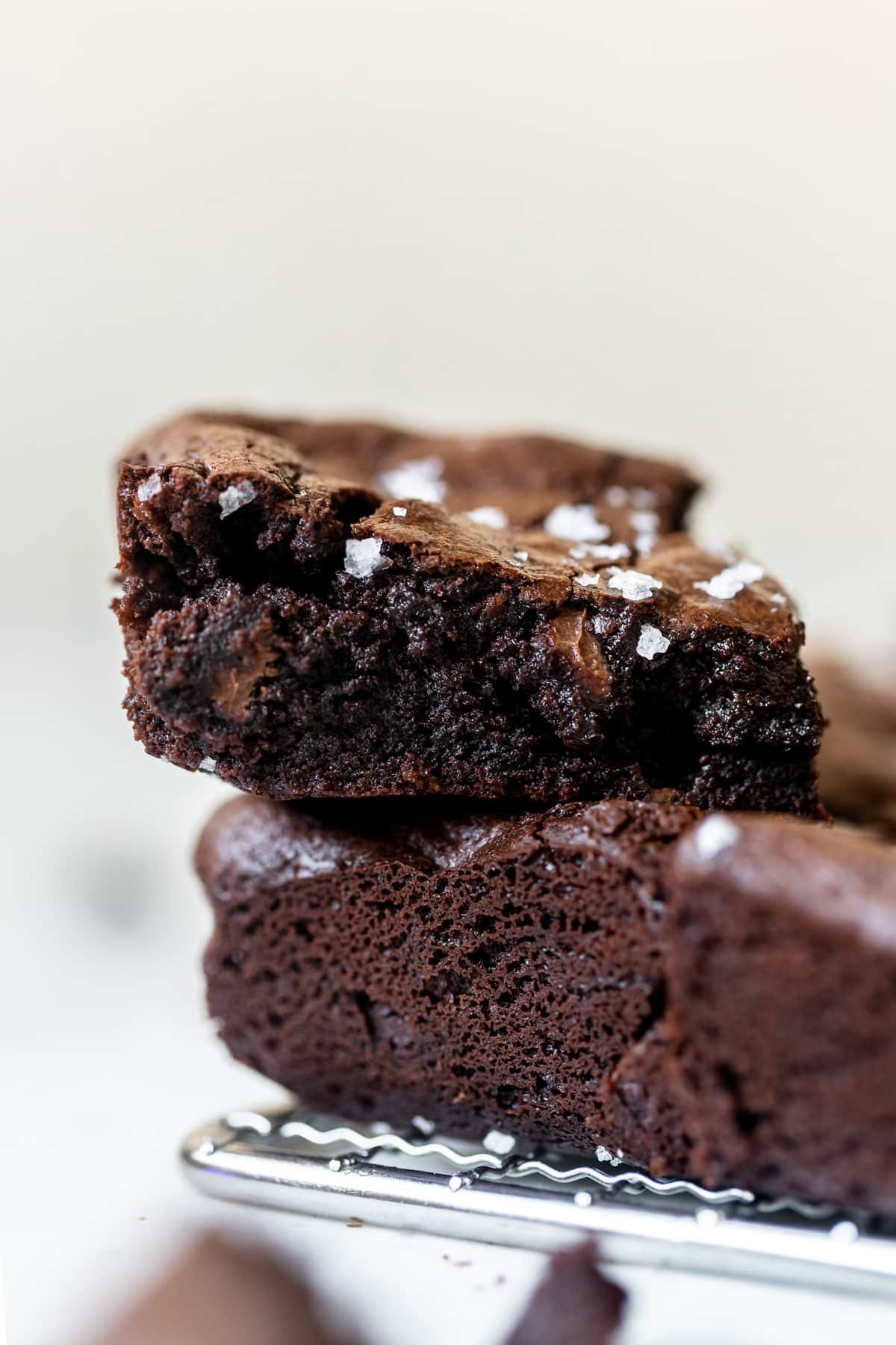 brownies stacked on top of each other close up image.