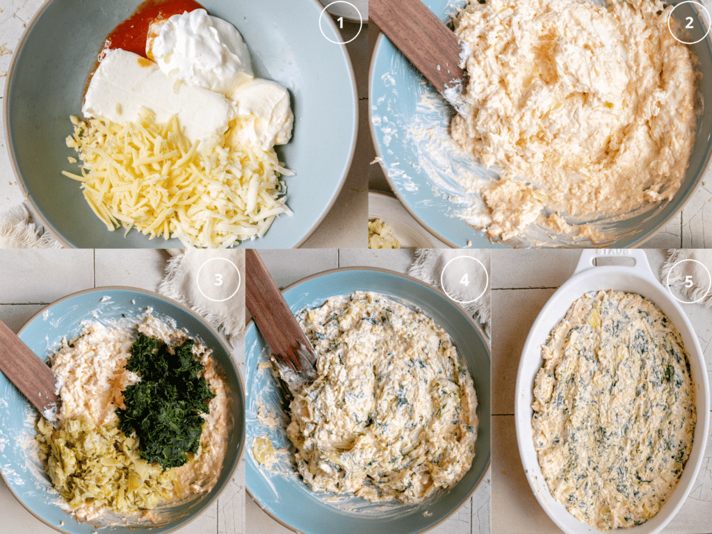 step by step photos making spinach dip. 