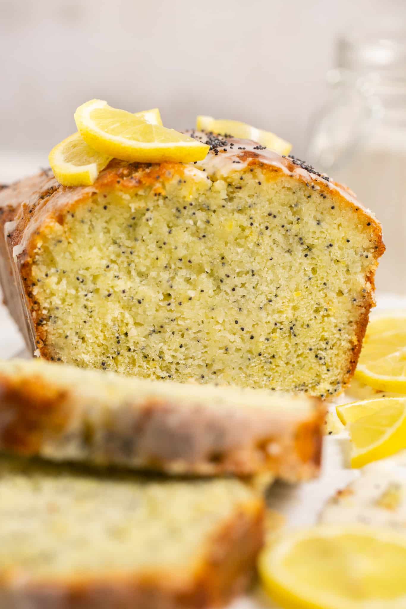 an up close image of lemon cake.