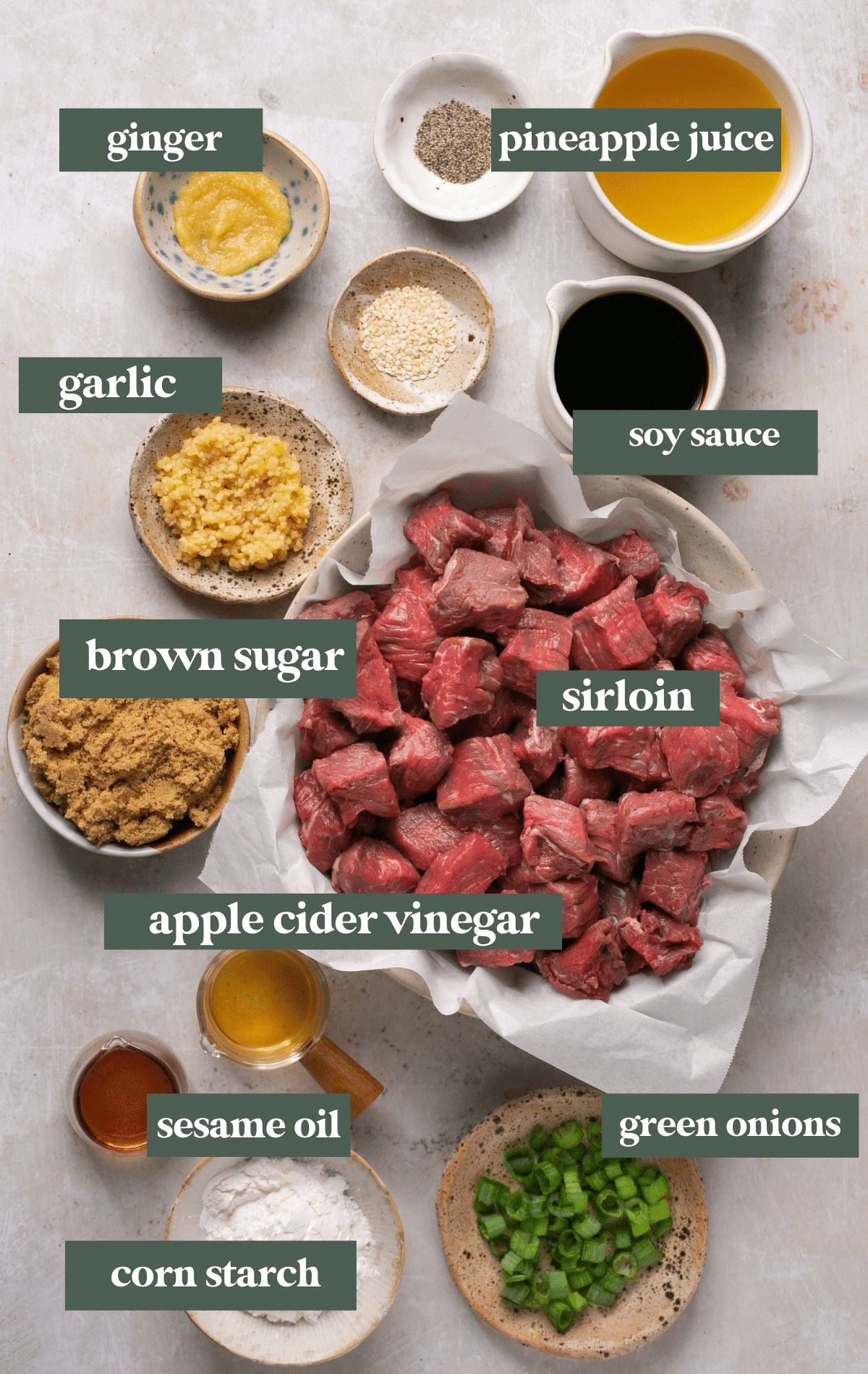 ingredients needed to make steak bites in a crock pot.