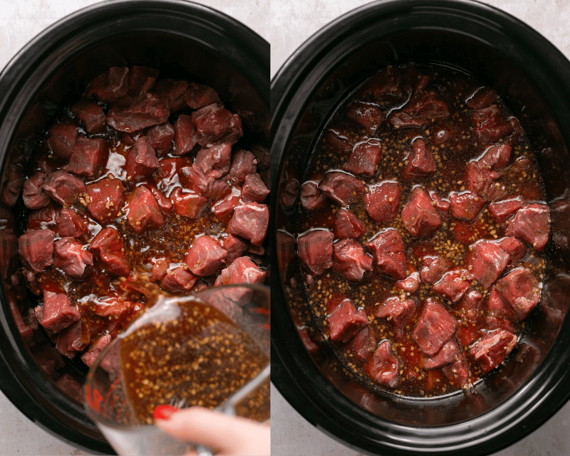 steak in a crock pot. 
