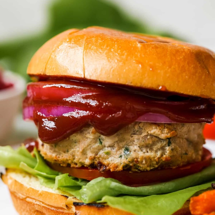 burger with lettuce and deep red pomegranate ketchup