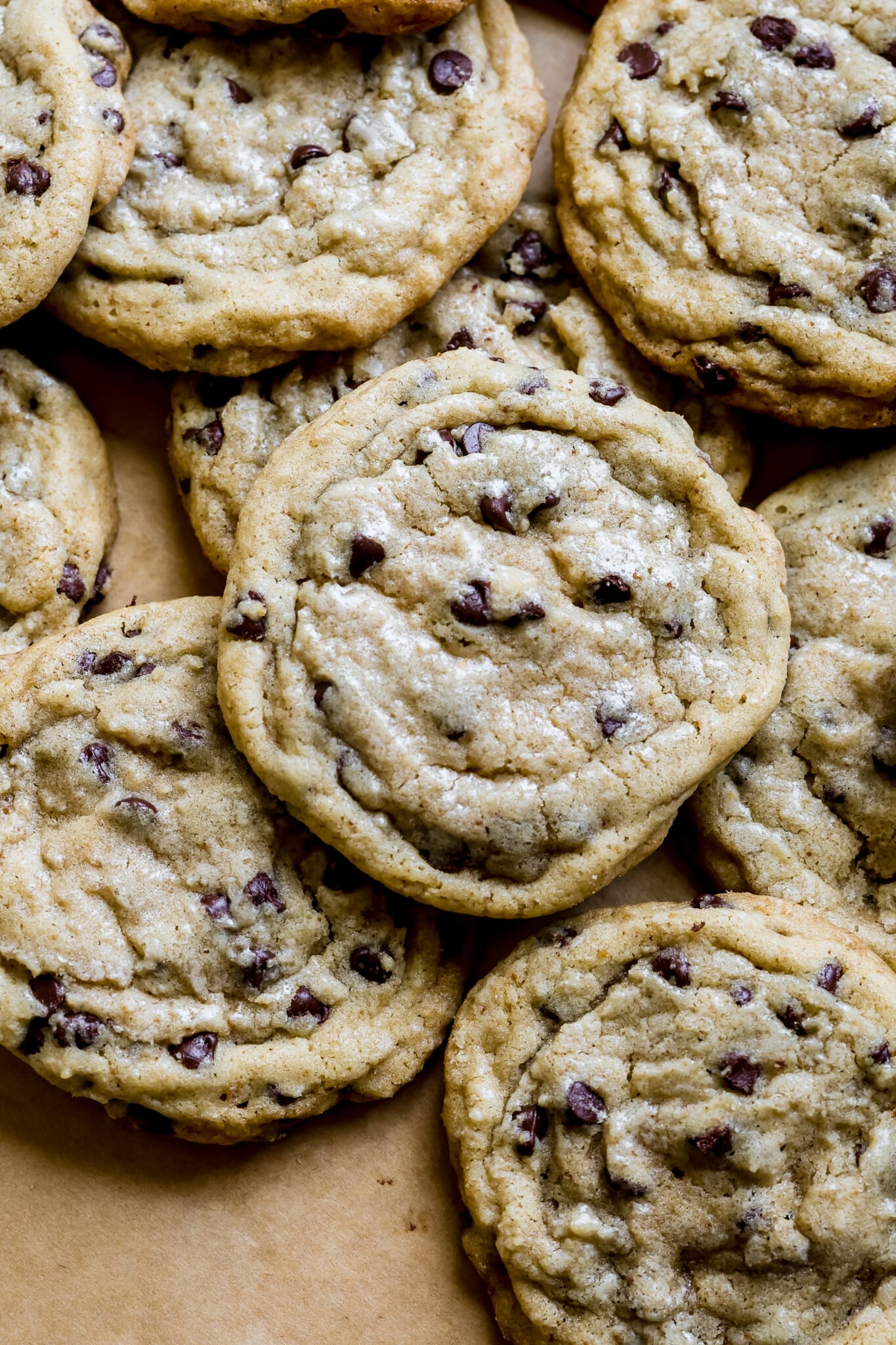 baked cookies made with mini chocolate chips.