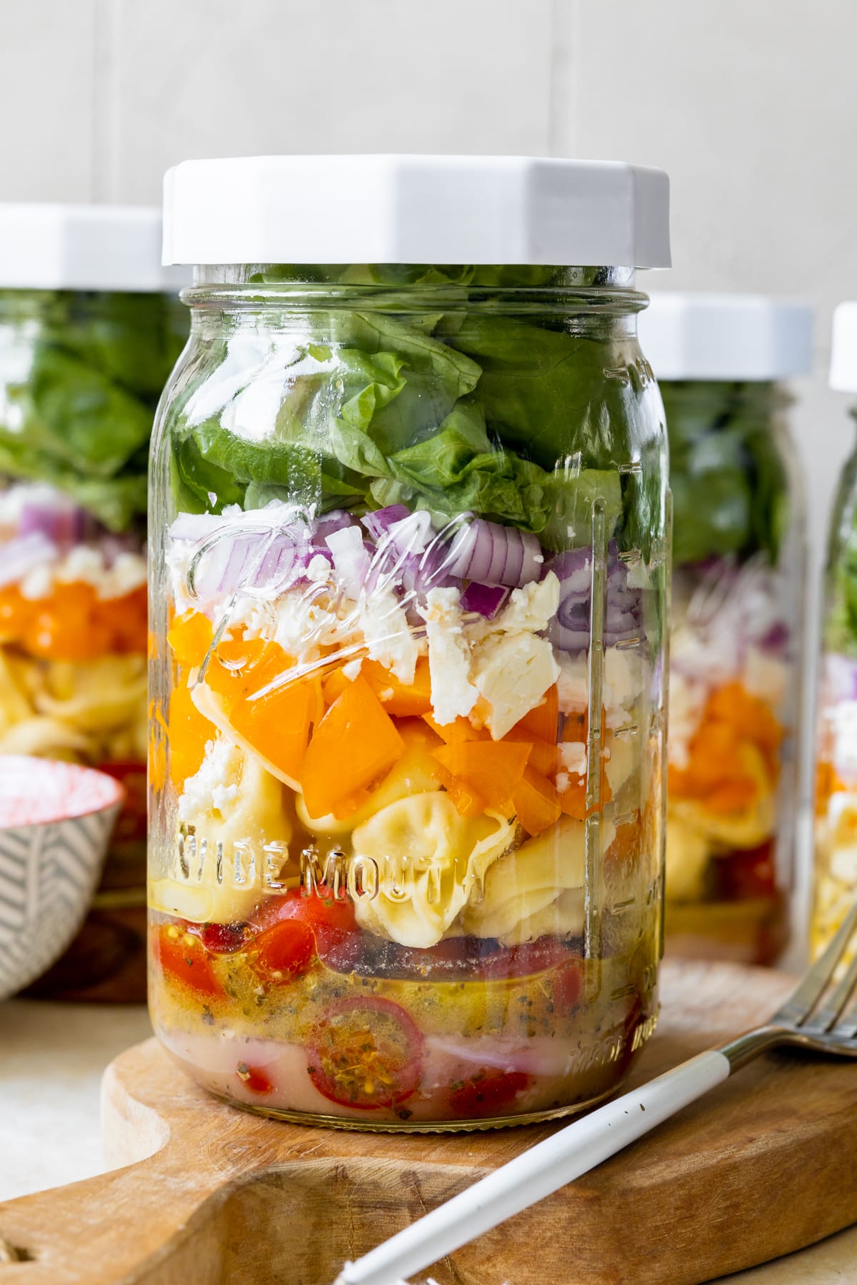 Mason Jar Chicken Salad with Apples, Walnuts, and Gorgonzola