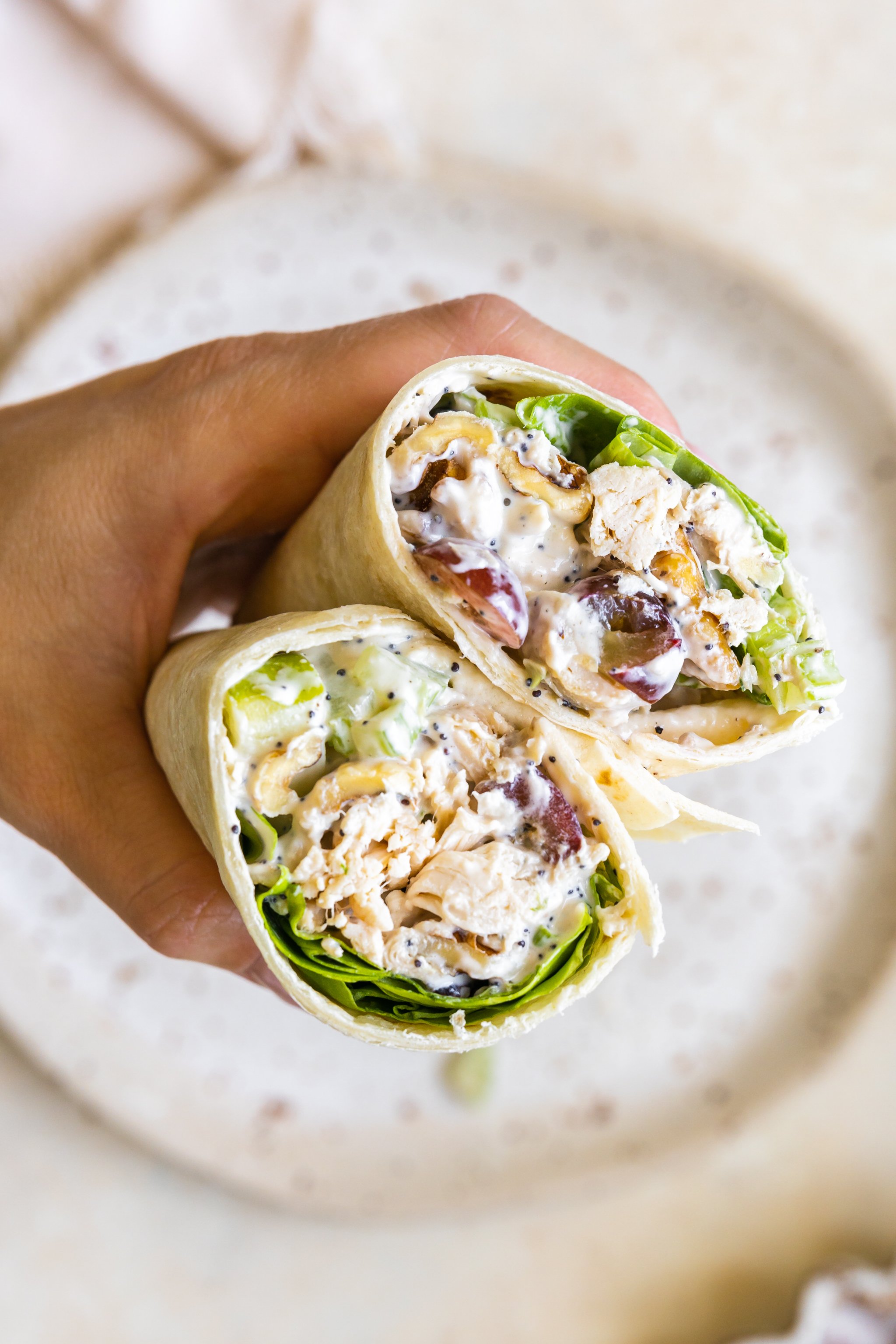 chicken salad wrapped in a tortilla.