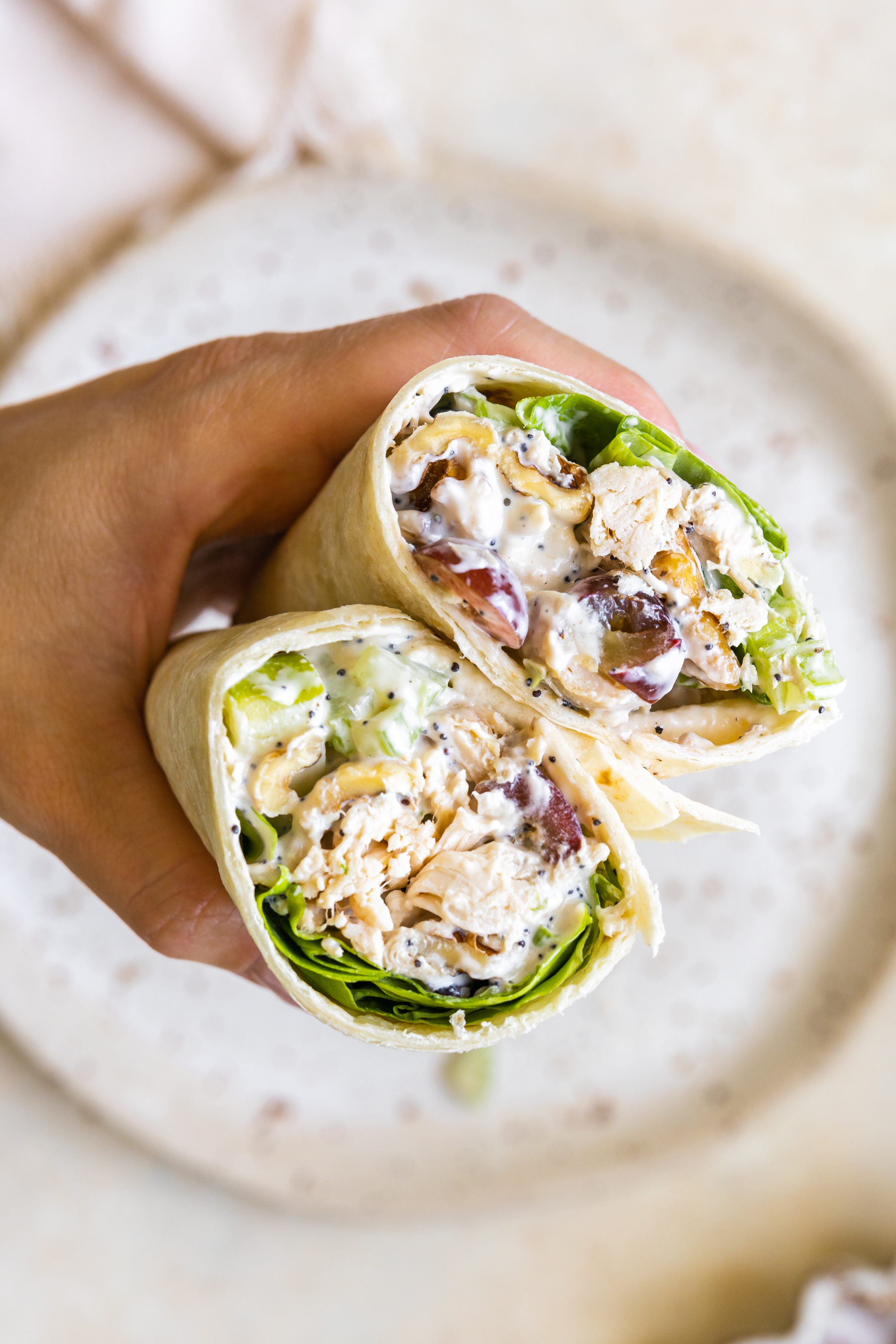 chicken salad wrapped in a tortilla.