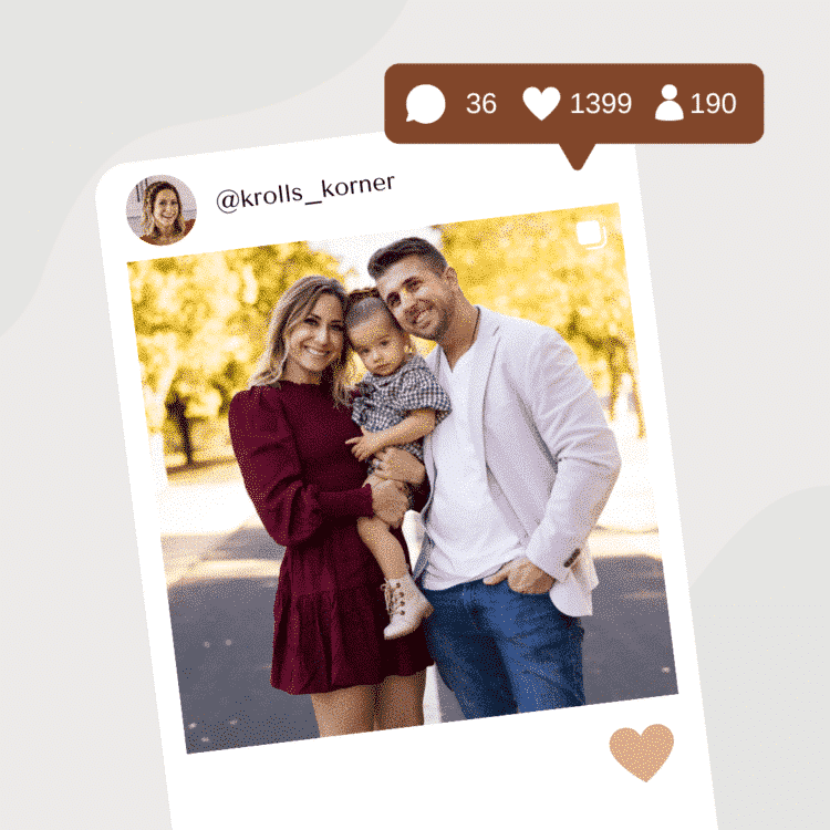 photo of blogger tawnie graham and her family in an illustration that looks like an instagram post