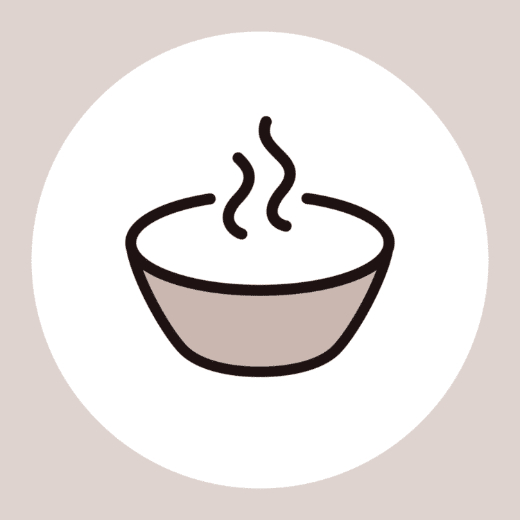 drawing of a bowl with steam rising from it