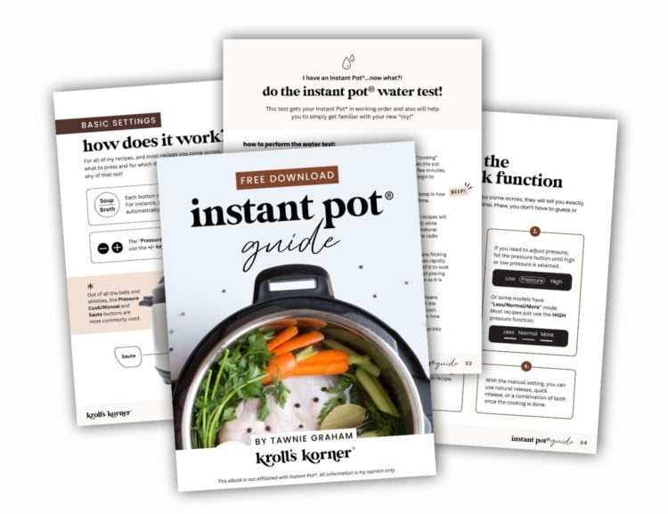 A spread of sample pages in the instant pot cookbook