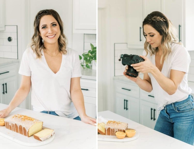 side by side photos of tawnie graham in her kitchen