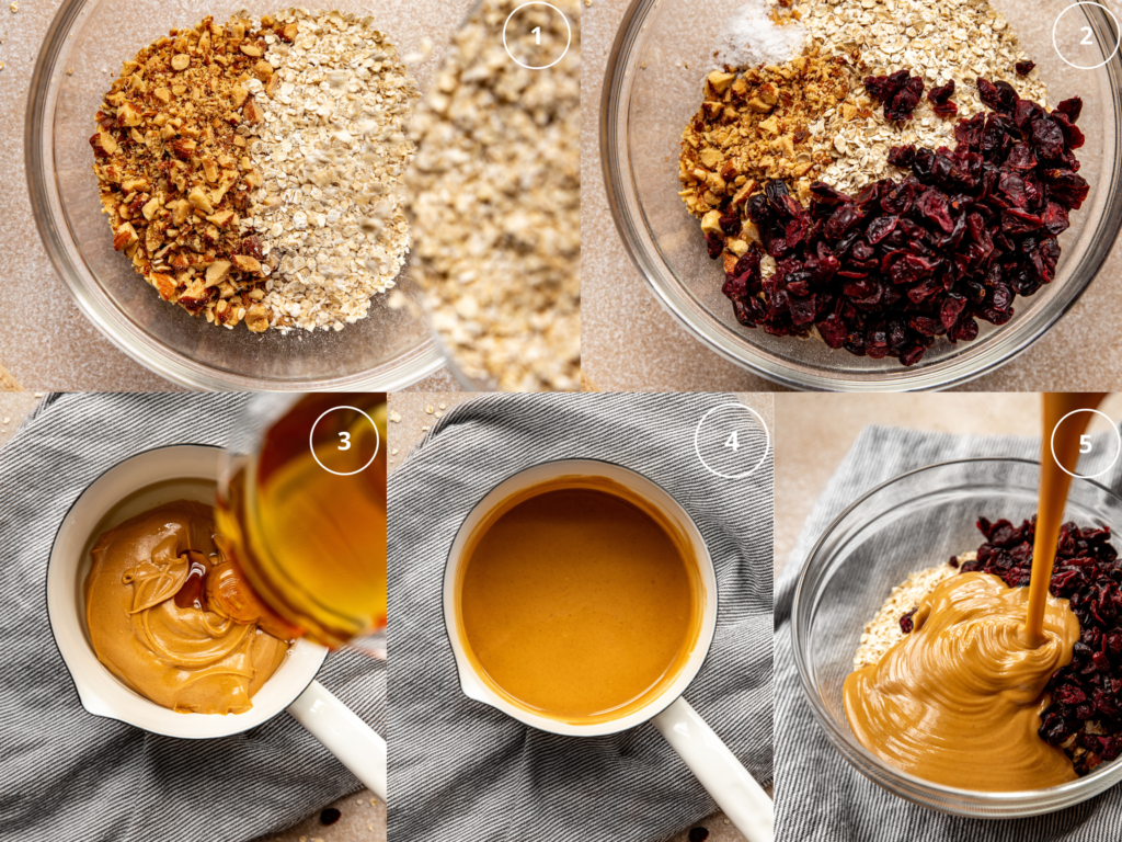 step by step photos making energy bars. 