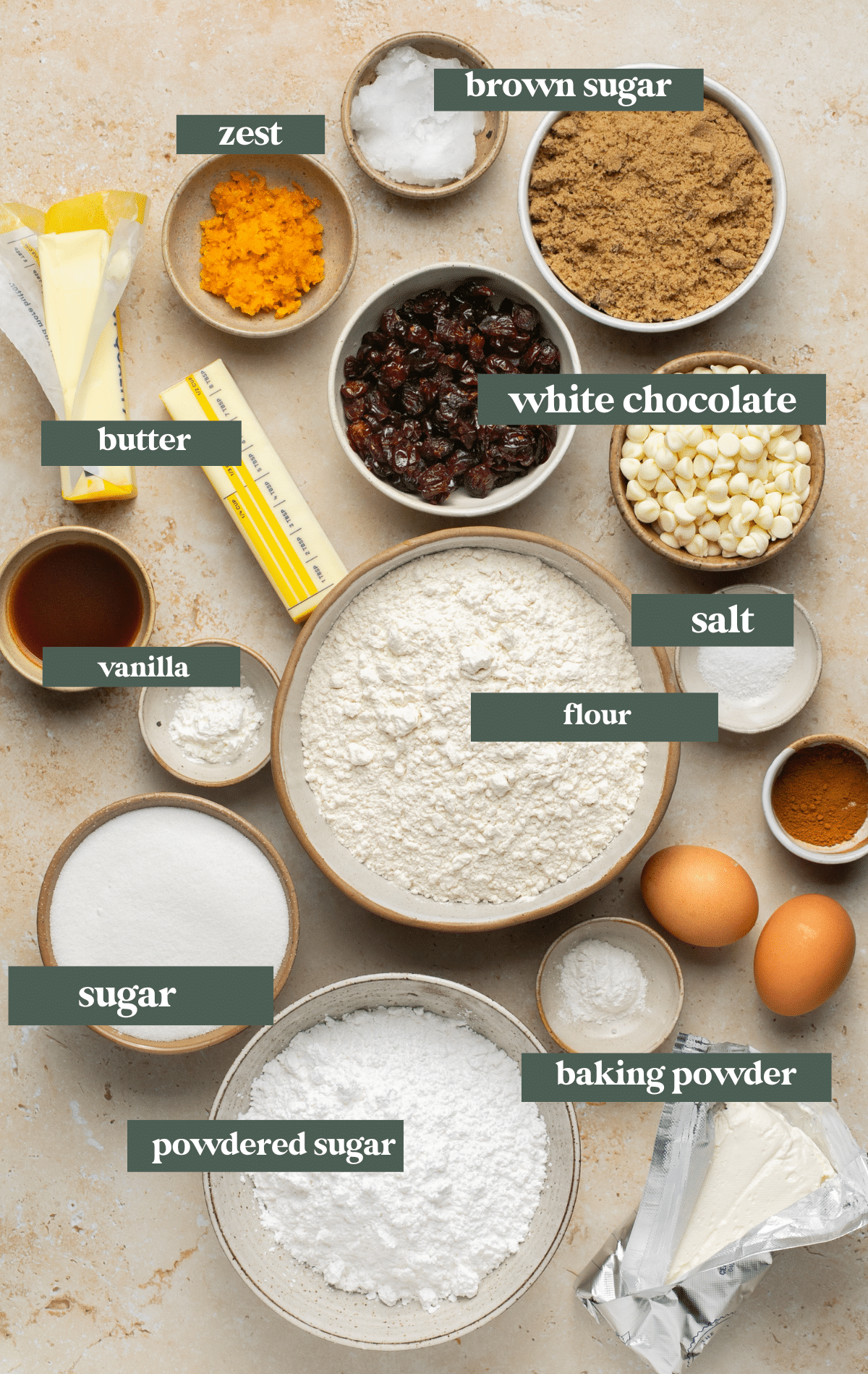 ingredients to make bliss bars in glass bowls. 