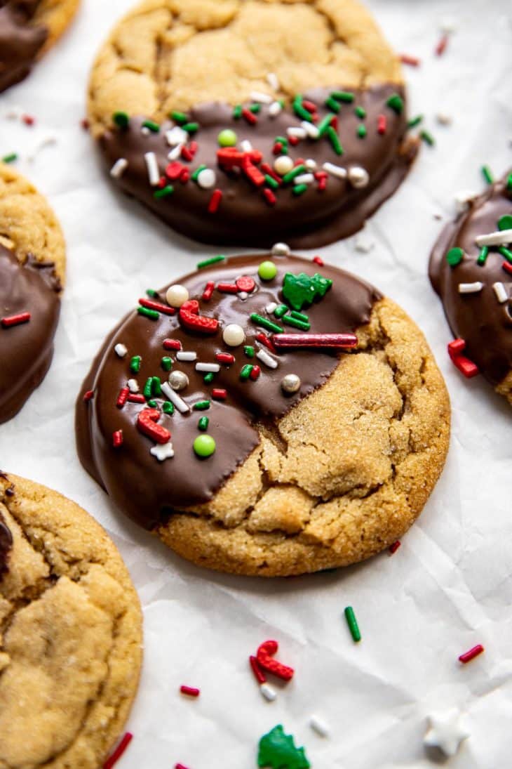 Chocolate Dipped Chewy Peanut Butter Cookies • Kroll's Korner