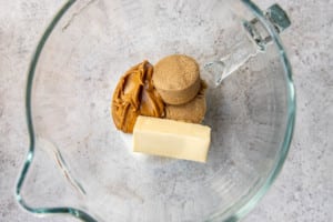 sugar and butter in a clear bowl