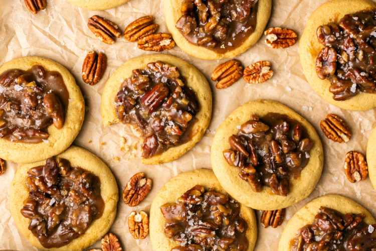 cookies with pecan pie toppings