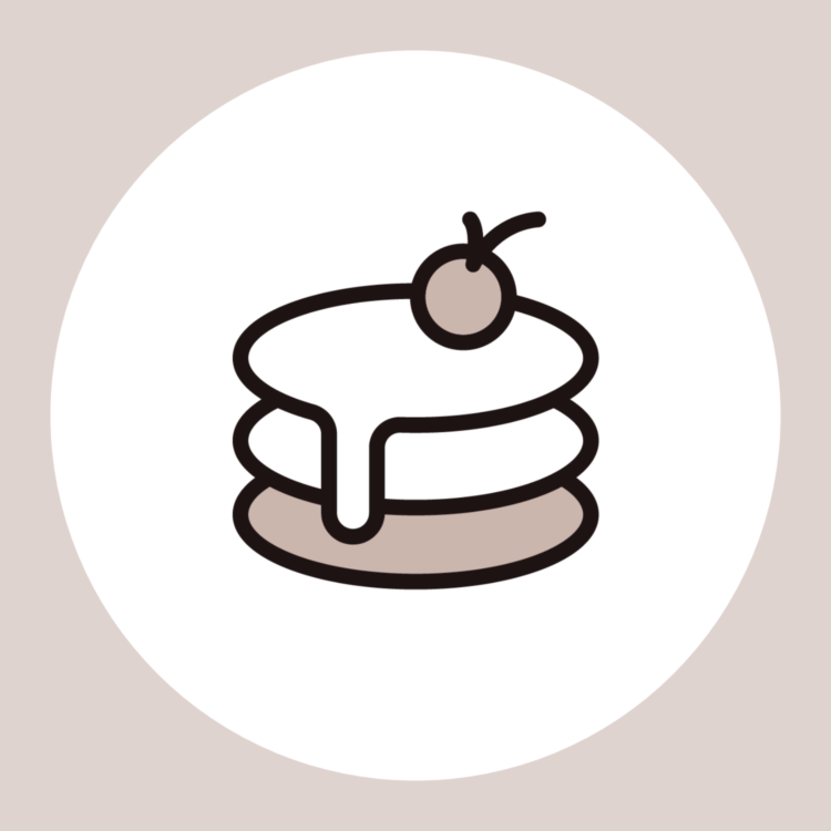 illustrated icon of 3 pancakes with a berry on top