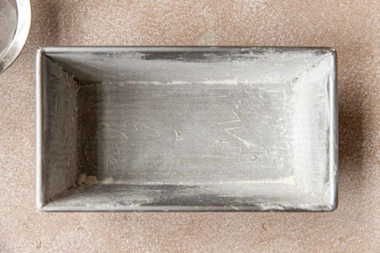 A silver rectangular bread loaf pan