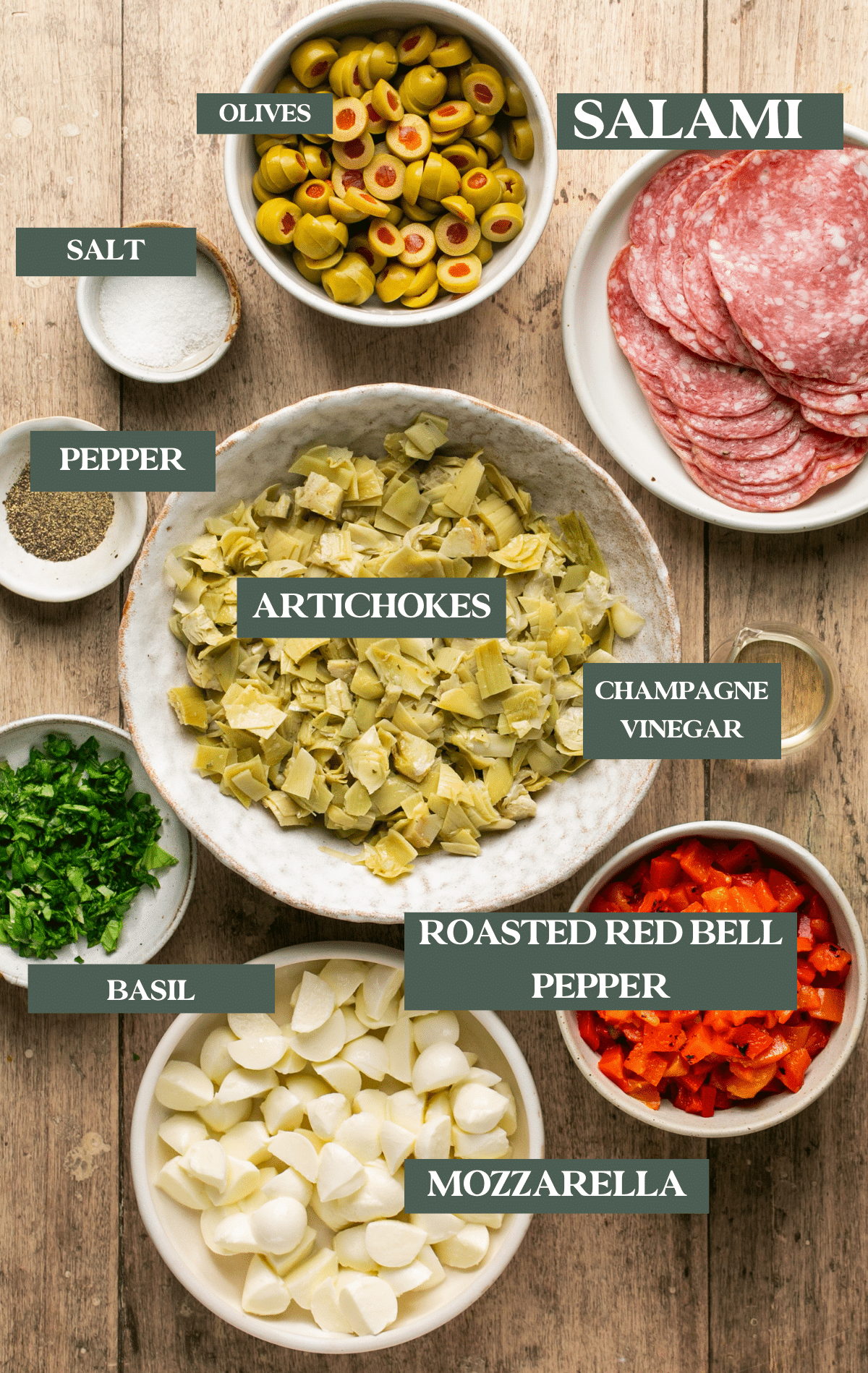 ingredients needed to make salami bites. 
