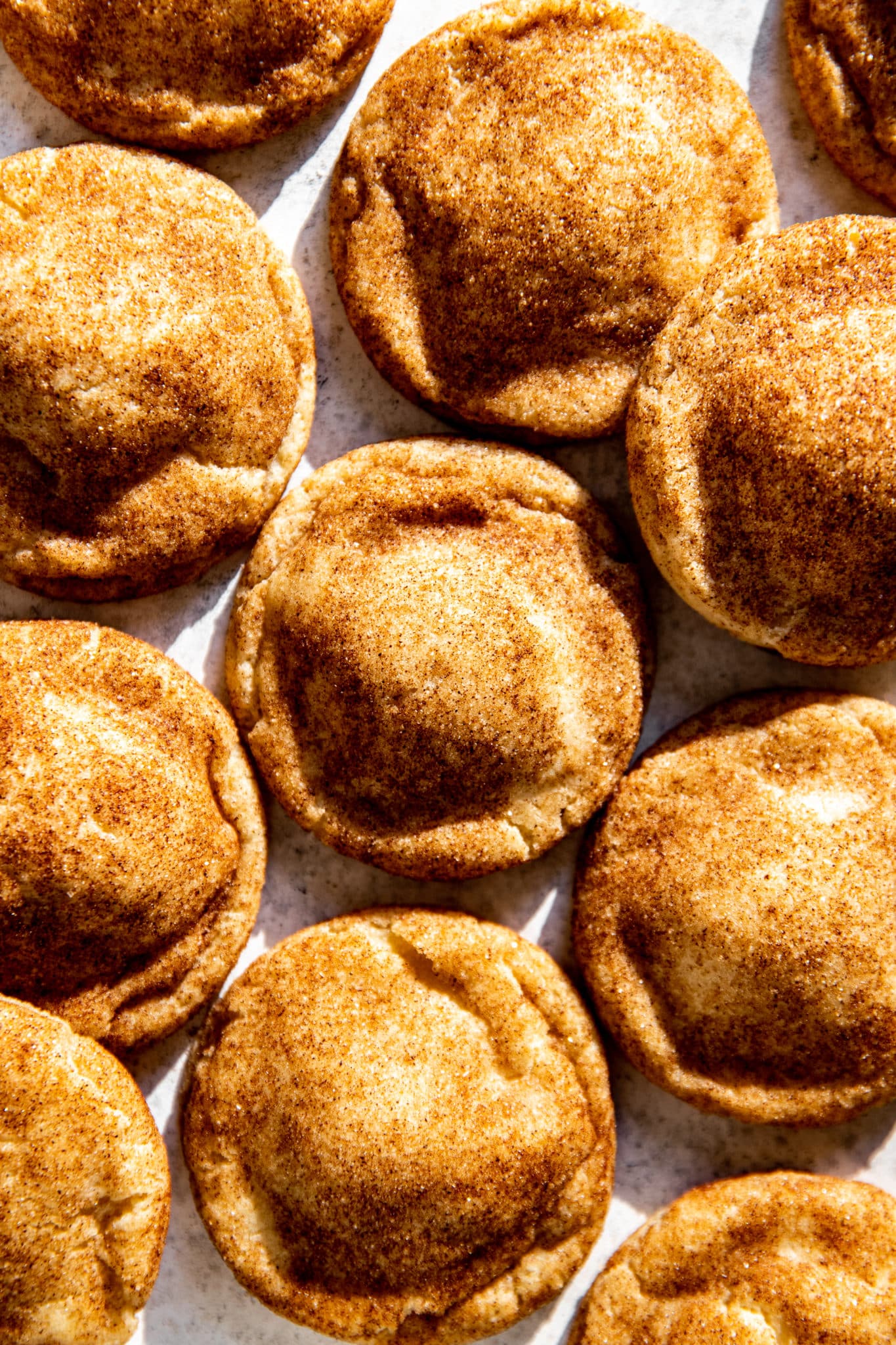 a close up image of snickerdoodle cookies.