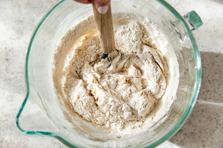 flour and cinnamon sugar mix in a clear bowl