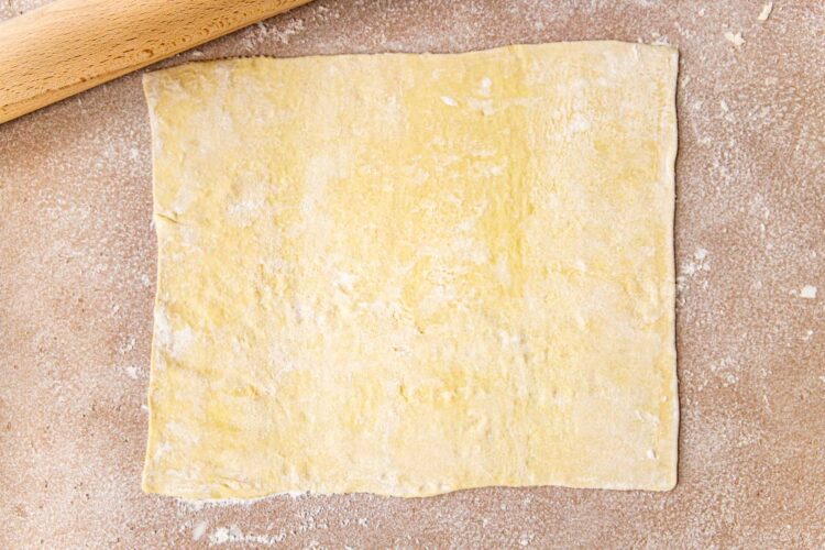 rolled out puff pastry dough.
