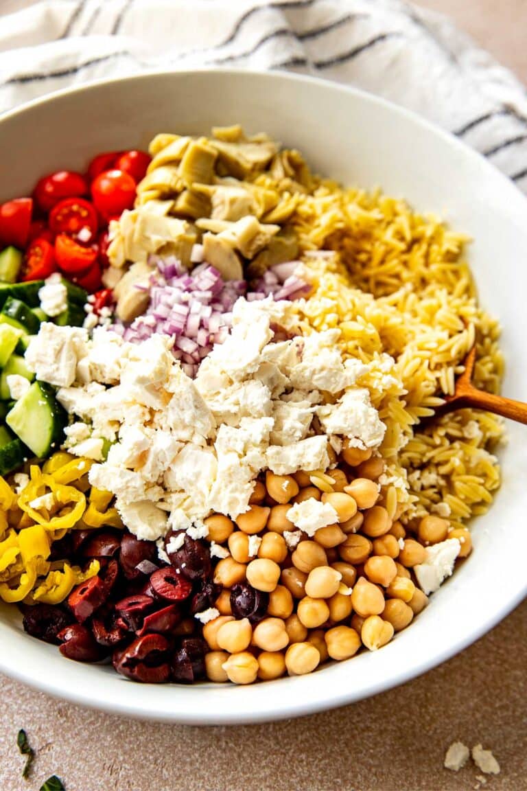 Mediterranean Orzo Salad Recipe (Vegan) - Kroll's Korner