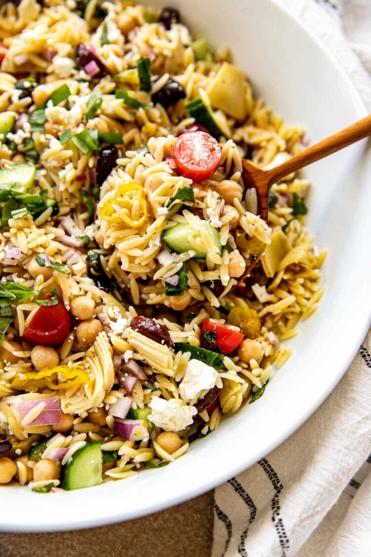 Mediterranean Orzo Salad Recipe (Vegan) - Kroll's Korner