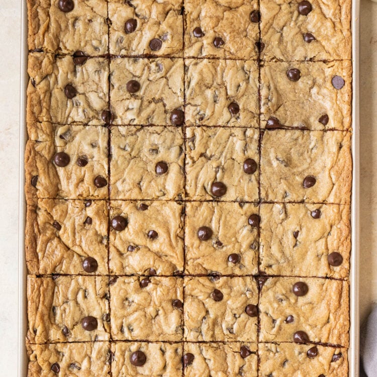 cookies on a sheet pan cut into squares.
