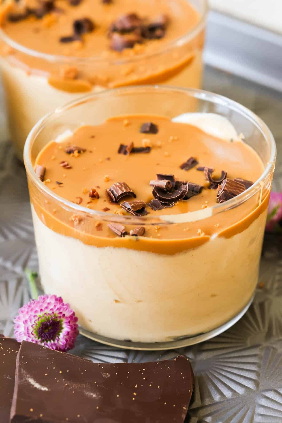 biscoff mousse in a glass jar.