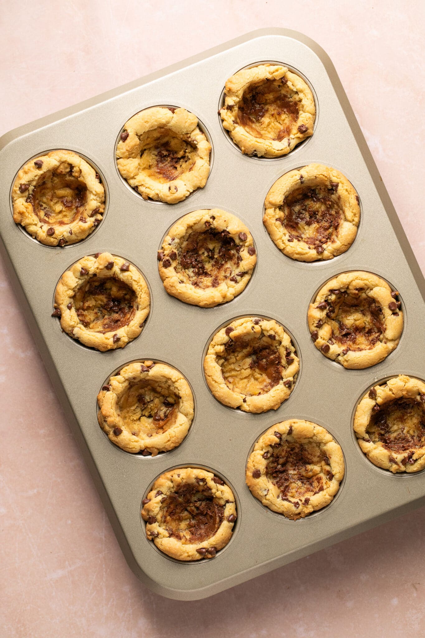 cookies in muffin tins to create chocolate chip cookie cups. 