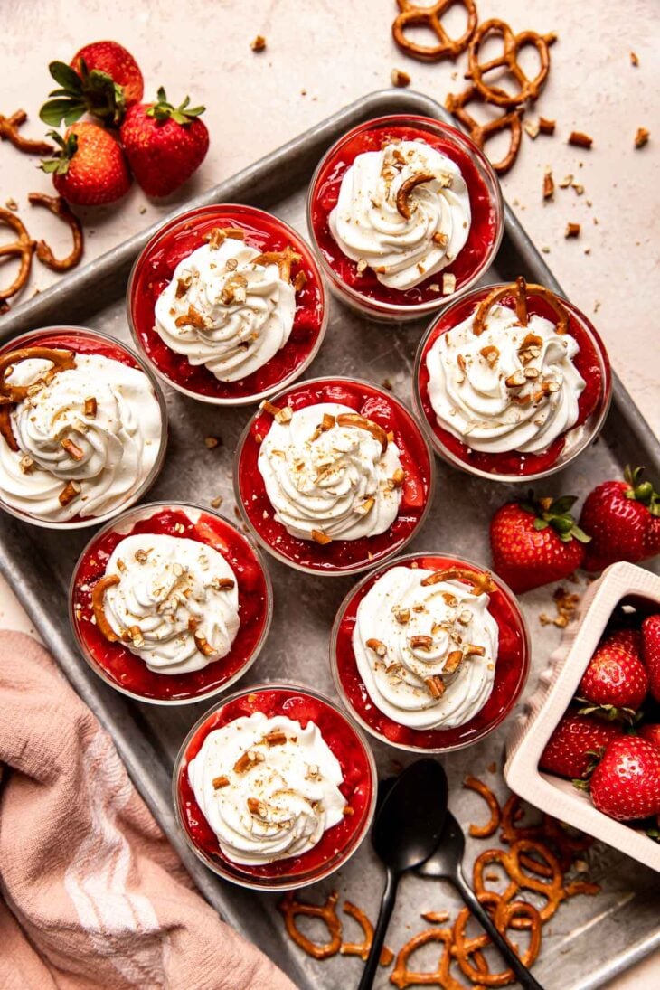 Strawberry Pretzel Salad Parfaits • Krolls Korner