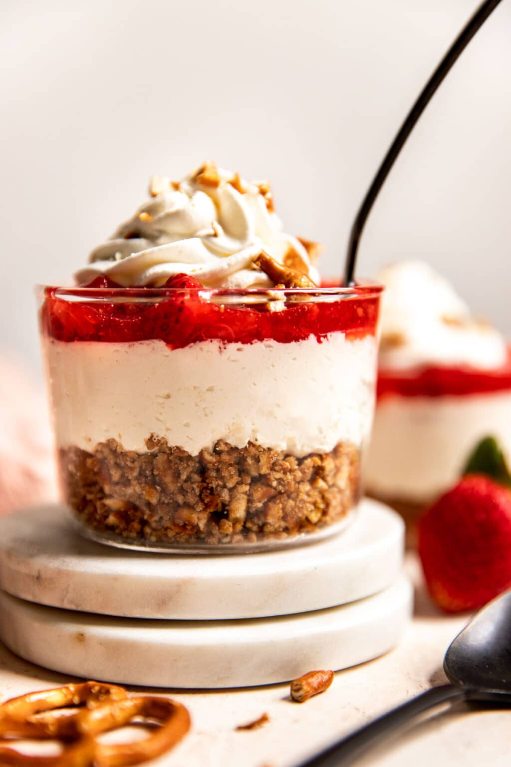 Strawberry Pretzel Salad Parfaits • Krolls Korner