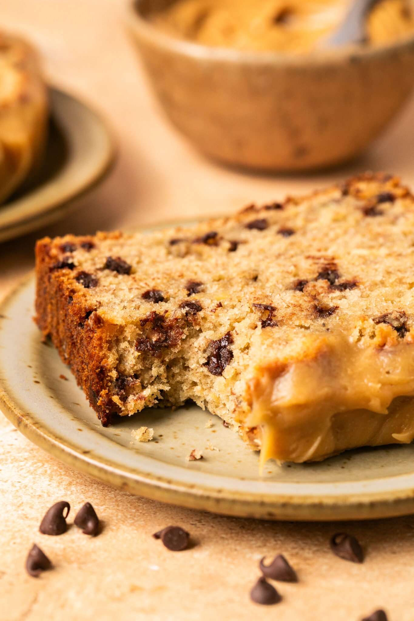 peanut butter banana bread with peanut butter frosting. 