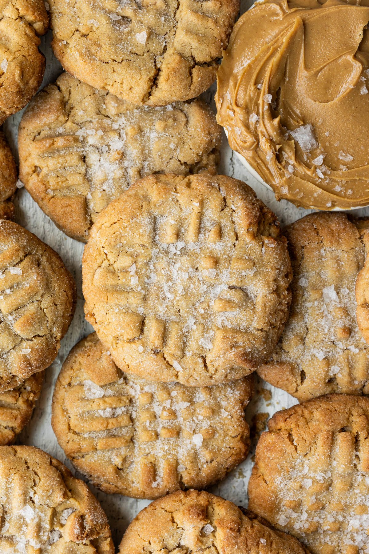 an up close image of peanut butter cookies. 