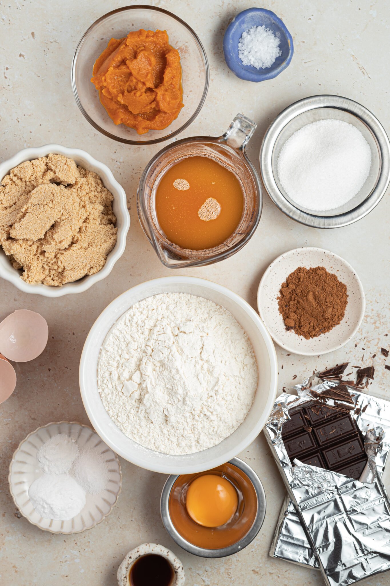 ingredients needed to make pumpkin cookies. 