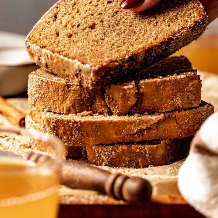 slices of apple cider donut bread stacked