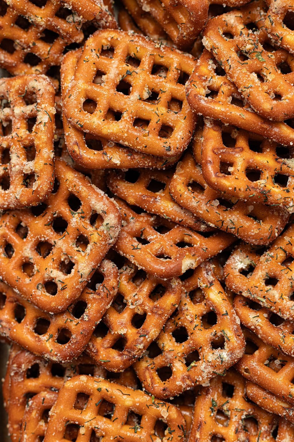 square pretzels with seasoning