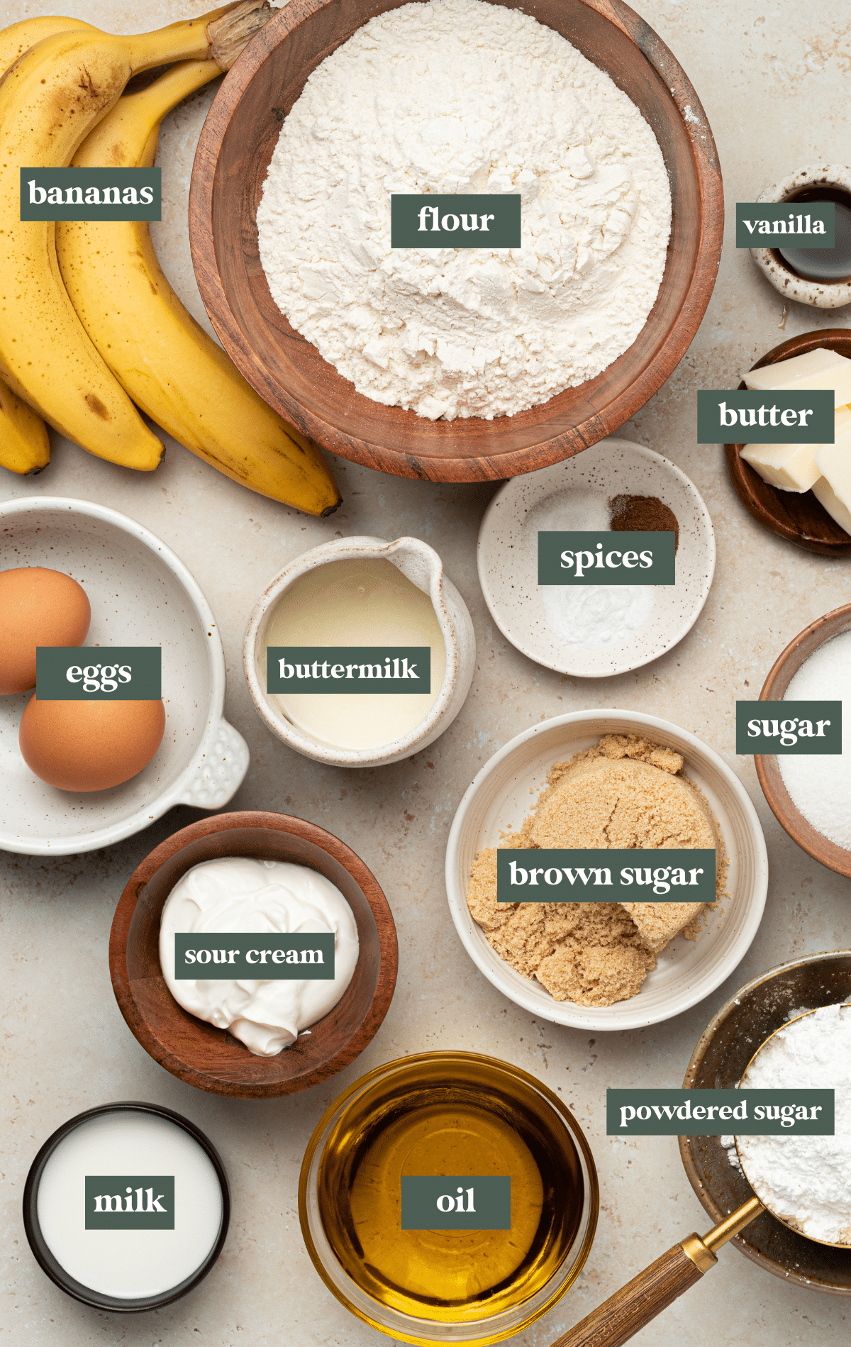 ingredients to make cinnamon banana bread