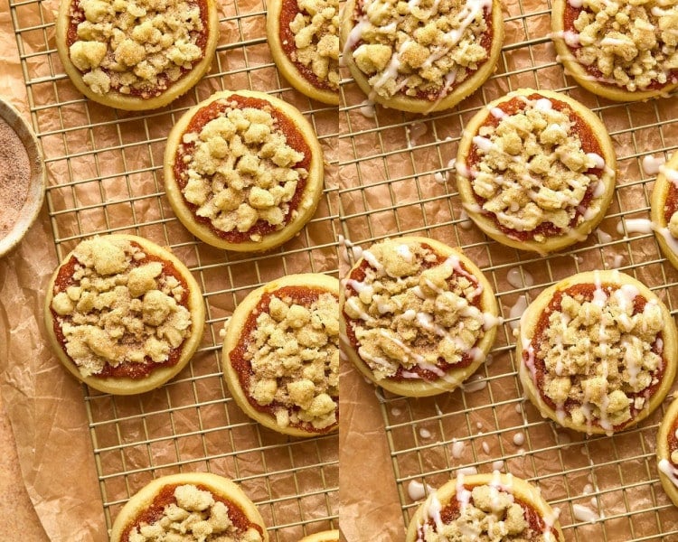 cookies with toppings on baking rack