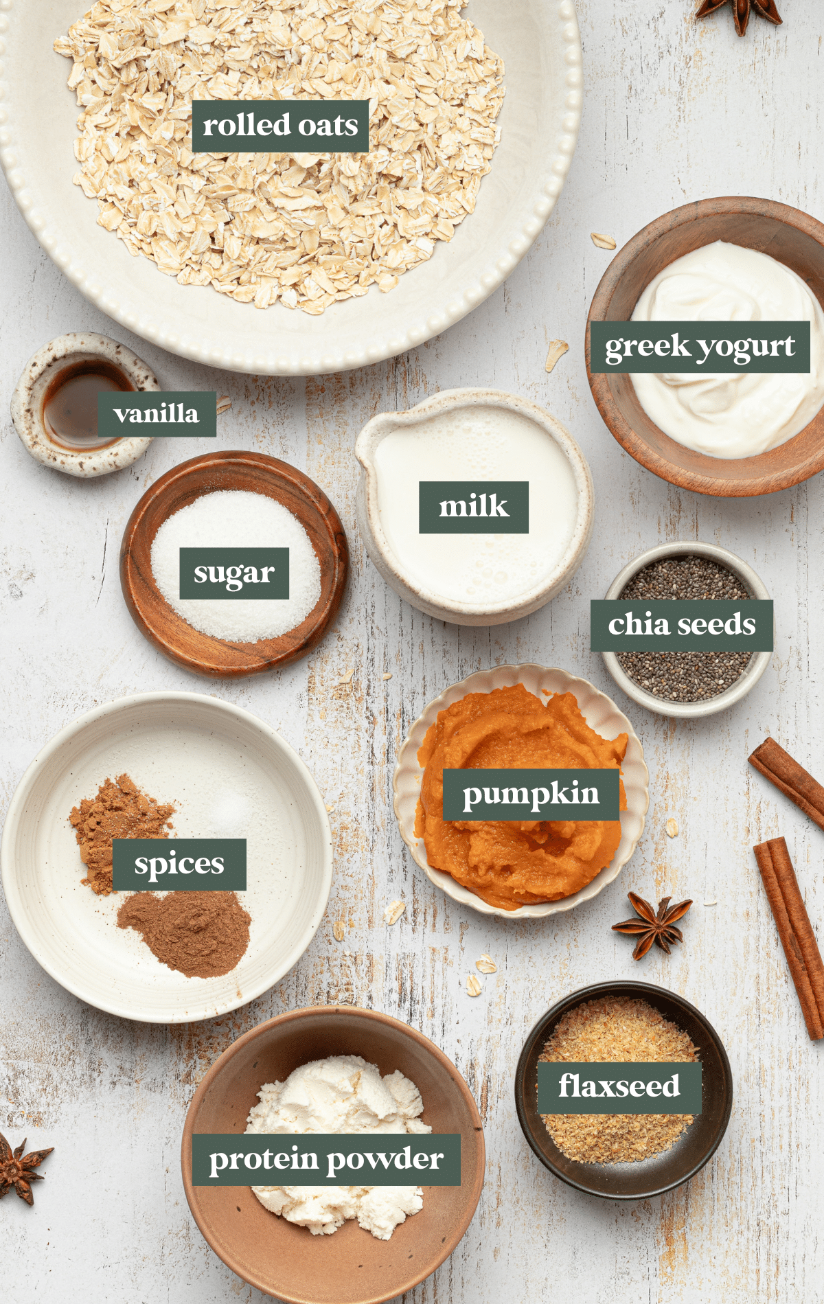 ingredients for pumpkin overnight oats