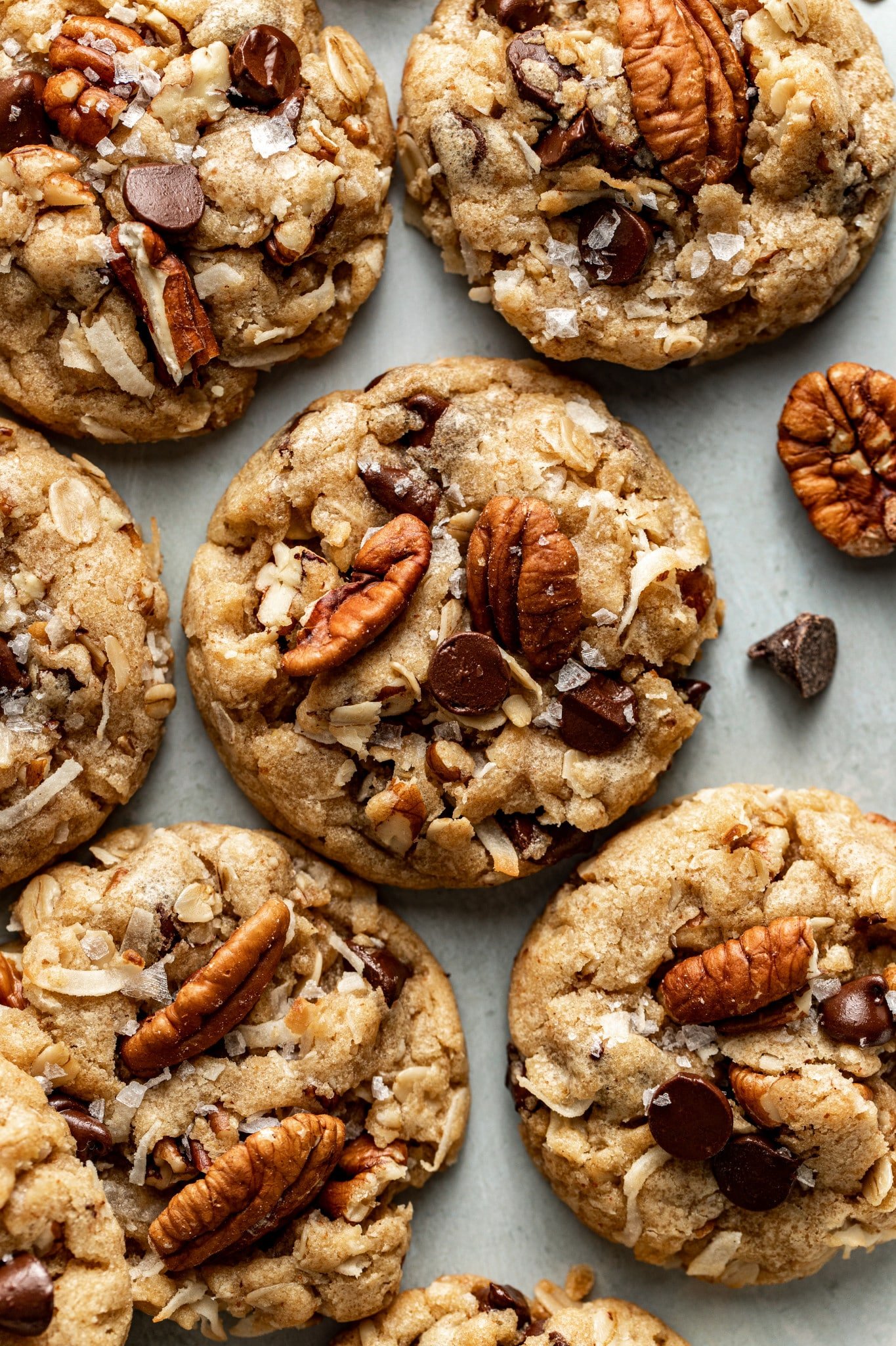 Upclose shot of cowboy cookie with four more cookies surrounding it.