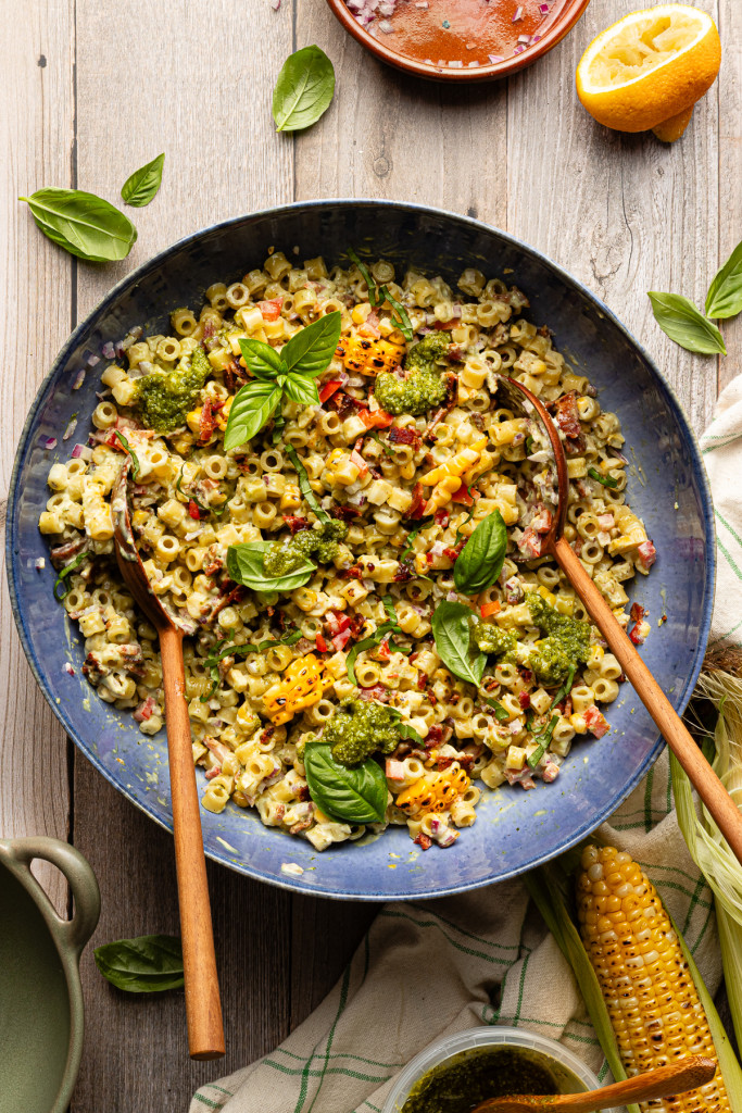 Sweet Corn Pesto Pasta Salad
