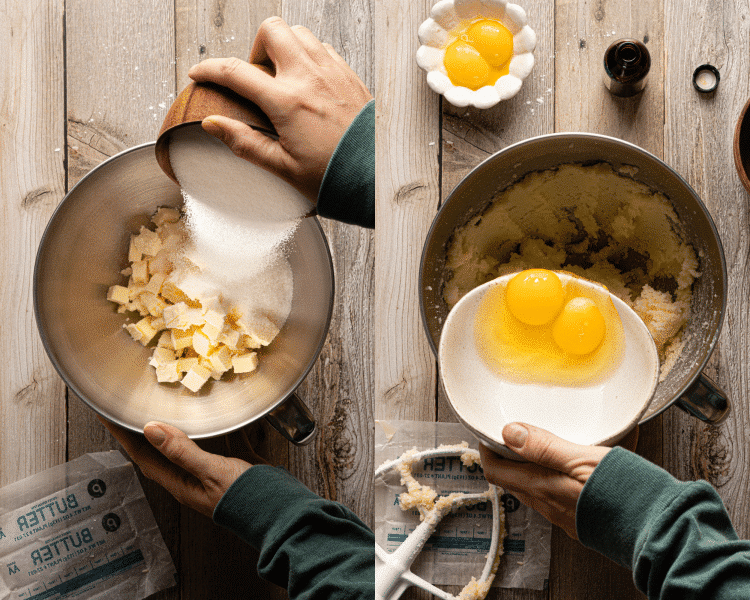 Side-by-side image of mixing wet ingredients.