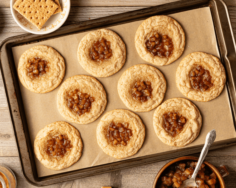 Apple pie cookies baked for 8-10 minutes.